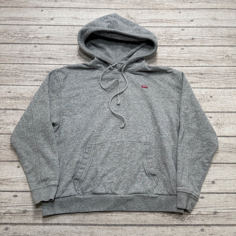 Levi's Hoodie Men's XS Gray Red Tab French Terry Athletic Pullover Lounge